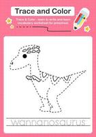 planilhas de traço e cor com o dinossauro vetor