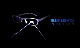óculos com lente de bloqueio de luz azul, com ilustração vetorial de proteção de luzes azuis de texto em preto vetor