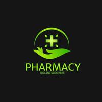 mãos de logotipo de modelo com medicina natural perfeita para farmácia de logotipo vetor