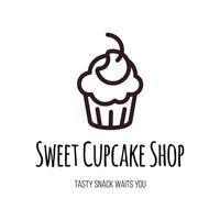 conceito de logotipo de vetor de letras de loja de cupcake doce