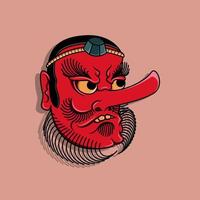 máscara tengu japonesa, ilustração vetorial eps.10 vetor