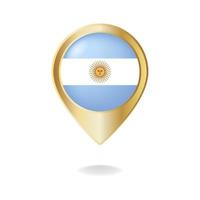 bandeira argentina no mapa de ponteiro de ouro, ilustração vetorial eps.10 vetor