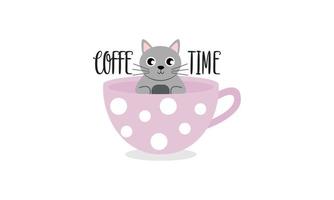gatos e xícaras de chá um logotipo de xícara de chá vetor