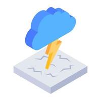 ícone de nuvens com parafusos de iluminação, conceito de tempestade de nuvem vetor