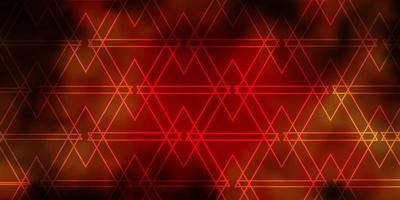 pano de fundo vector vermelho e amarelo escuro com linhas, triângulos.