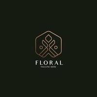 design de logotipo de luxo de beleza floral vetor