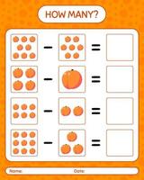 quantos contando pêssego jogo. planilha para crianças pré-escolares, folha de atividades para crianças, planilha para impressão vetor