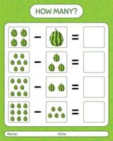 quantos jogos contando melancia. planilha para crianças pré-escolares, folha de atividades para crianças, planilha para impressão vetor