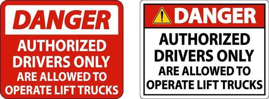 motoristas autorizados de perigo só assinam em fundo branco vetor