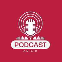 vetor de logotipo moderno podcast com fundo vermelho. vetor isolado