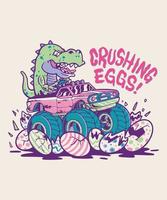 camiseta de ovos de páscoa de dinossauro 2022 vetor