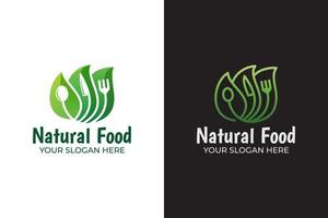 logotipo de comida ecológica, design de logotipo de comida saudável vegetariana e natural vetor