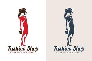 design de logotipo de silhueta de mulher de moda e beleza elegante vetor