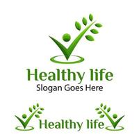 vida saudável moderna, design de logotipo de pessoas de saúde, modelo vetorial vetor