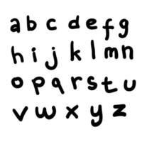 roteiro de pincel manuscrito preto e branco letras do alfabeto inglês doodle vetor de letras