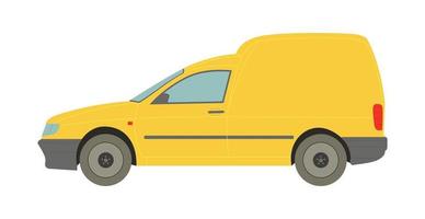 minivan de carga amarela em um fundo branco - vetor