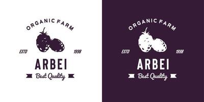 ilustração de logotipo de frutas arbei vintage adequada para loja de frutas e fazenda de frutas vetor
