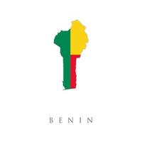 mapa vetorial do benin com bandeira. isolado, fundo branco. bandeira do mapa do benin. mapa do benin com a bandeira nacional beninense isolada no fundo branco. ilustração vetorial vetor