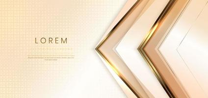 modelo de luxo moderno 3d abstrato cor de ouro e fundo de seta de ouro com brilho de luz de linha de brilho dourado. vetor