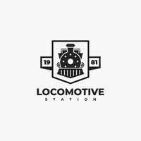 distintivo simples de logotipo de trem de locomotiva vector design vintage