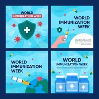 postagem de mídia social da semana mundial da imunização vetor