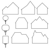 conjunto de ícones de casa e árvore isolado no fundo branco vetor