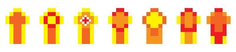definir o símbolo de vetor de estilo de pixel cruzado cristão plano e estilo de contorno