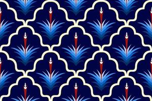 design de padrão sem emenda étnico marroquino ikat. tecido asteca tapete mandala ornamento nativo boho chevron têxtil decoração wallpaper. vetor de bordado tradicional indiano africano peru tribal