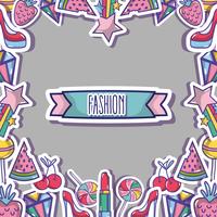 design de moda backgroun moda patches vetor