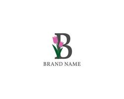 letra b tulipa alfabeto vintage logotipo vetor