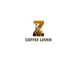 modelo de logotipo de café e xícara letra z vetor