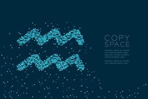 padrão de estrela abstrato forma de signo de aquário, conceito de constelação de estrelas ilustração de cor azul isolada em fundo azul escuro com espaço de cópia, vetor eps 10