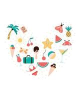 cartaz de verão. cartaz de férias de verão com sorvete, caranguejo, palmeira e câmera. ilustração de mão desenhada de verão bonito card.vector.