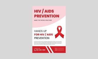 dia mundial da aids ou pôster do vírus hiv ou modelo de design de folheto. design de folheto de panfleto de prevenção de hiv ou aids. capa, pôster, tamanho a4, design de folheto vetor
