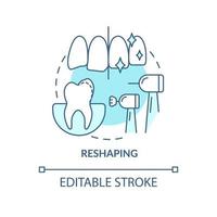 remodelando o ícone do conceito turquesa. removendo a ilustração de linha fina de idéia abstrata de esmalte de dente. contorno dental. desenho de contorno isolado. traço editável. arial, uma miríade de fontes pró-negrito usadas vetor