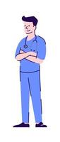 trabalho de saúde ilustração em vetor cor rgb semi plana. estudante de medicina. cargo. enfermeiro isolado personagem de desenho animado no fundo branco