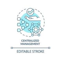 ícone de conceito turquesa de gerenciamento centralizado. construção de rede. ucaas vantagens idéia abstrata ilustração de linha fina. desenho de contorno isolado. traço editável. arial, uma miríade de fontes pró-negrito usadas vetor