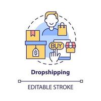 ícone do conceito de dropshipping. maneira de ganhar dinheiro online idéia abstrata ilustração de linha fina. varejista de entrega direta. método de atendimento de varejo. desenho de cor de contorno isolado de vetor. traço editável vetor