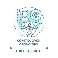 controle sobre o ícone de conceito azul de operações. ilustração de linha fina de idéia abstrata de crescimento interno. engajamento dos funcionários. desenvolvimento da empresa. desenho de cor de contorno isolado de vetor. traço editável vetor