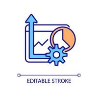 aumentar o ícone de cor rgb de desempenho. software de computador e gerenciamento de sistemas. monitoramento de tecnologias da informação. ilustração vetorial isolado. desenho de linha preenchido simples. traço editável vetor