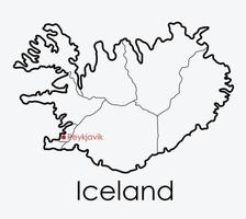 Islândia mapa desenho à mão livre sobre fundo branco. vetor