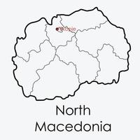 desenho à mão livre do mapa da Macedônia do Norte em fundo branco. vetor
