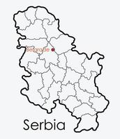 Sérvia mapa desenho à mão livre sobre fundo branco. vetor