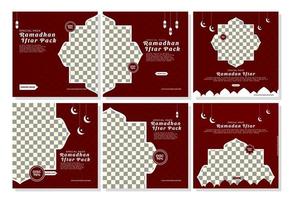 conjunto de banners de modelo de postagem de mídia social de venda do ramadã anúncio ilustração vetorial editável vetor
