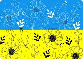 bandeira ucraniana com flores vetor