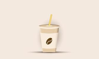 ícone de design de xícara de café descartável 3d realisitc isolado em marrom vetor