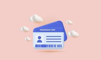 web de ícone de cartão de seguro médico realista 3d