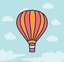 ilustração vetorial de balão de ar quente, balão de ar quente no fundo das nuvens, ícones e design de símbolo. vetor