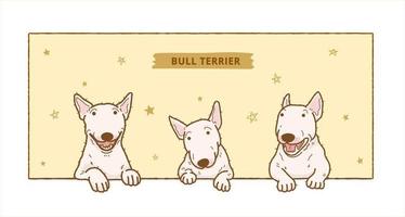 quadro de fundo de ilustração de bull terrier dos desenhos animados vetor