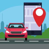 conceito de serviço de carro de localização de gps vetor